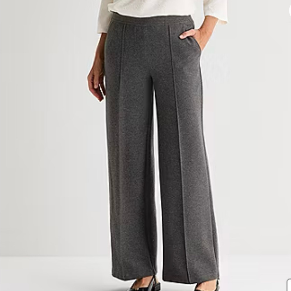 Liz Claiborne Sloan Wide Leg Speckled Black And Cream Dress Pants